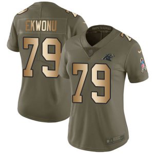 Fashionable Attractive Exclusive Elegant Panthers #79 Ikem Ekwonu Olive/Gold Women's Stitched NFL Limited 2017 Salute To Service Jersey for a Stylish Sporting Appearance