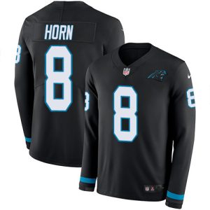 Modern Comfortable Panthers #8 Jaycee Horn Black Team Color Youth Stitched NFL Limited Therma Long Sleeve Jersey for Game Day