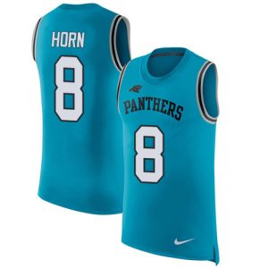 Stylish Marvelous Distinctive Dashing Panthers #8 Jaycee Horn Blue Alternate Men's Stitched NFL Limited Rush Tank Top Jersey for Game Day