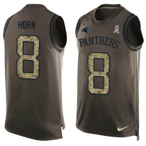 Exclusive Dashing Gorgeous Panthers #8 Jaycee Horn Green Men's Stitched NFL Limited Salute To Service Tank Top Jersey to Stand Out in the Crowd