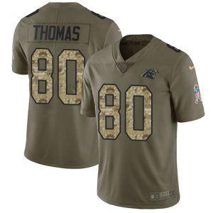 Elegant Fashionable Sleek Fantastic Panthers #80 Ian Thomas Olive/Camo Men's Stitched NFL Limited 2017 Salute To Service Jersey to Show Your Support