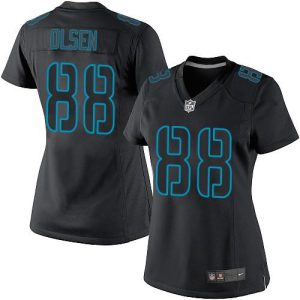 Impressive Vibrant Panthers #88 Greg Olsen Black Impact Women's Stitched NFL Limited Jersey for True Fans