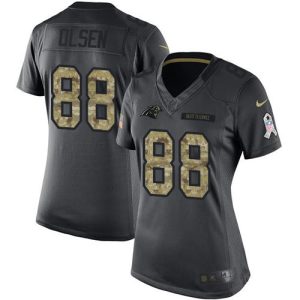 Gorgeous Modern Graceful Panthers #88 Greg Olsen Black Women's Stitched NFL Limited 2016 Salute to Service Jersey to Show Your Support