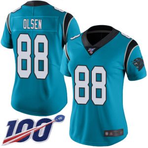 Impressive Elegant Smart Panthers #88 Greg Olsen Blue Alternate Women's Stitched NFL 100th Season Vapor Limited Jersey for an Unforgettable Season