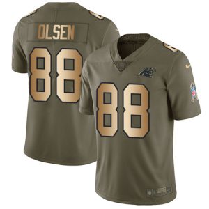 Exclusive Comfortable Smart Panthers #88 Greg Olsen Olive/Gold Youth Stitched NFL Limited 2017 Salute to Service Jersey for Game Day