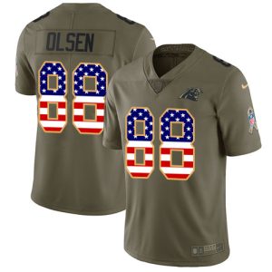 Fantastic Outstanding Cozy Panthers #88 Greg Olsen Olive/USA Flag Youth Stitched NFL Limited 2017 Salute to Service Jersey for True Fans