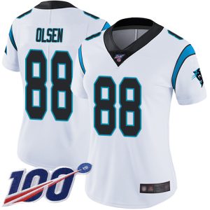 Modern Sturdy Stunning Panthers #88 Greg Olsen White Women's Stitched NFL 100th Season Vapor Limited Jersey to Elevate Your Game Day Look