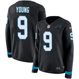 Sleek Gorgeous Fantastic Marvelous Panthers #9 Bryce Young Black Team Color Women's Stitched NFL Limited Therma Long Sleeve Jersey to Elevate Your Game Day Look