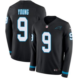 Modern Dashing Panthers #9 Bryce Young Black Team Color Youth Stitched NFL Limited Therma Long Sleeve Jersey for Game Day