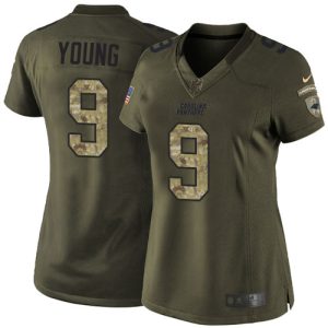 Stunning Impressive Premium Panthers #9 Bryce Young Green Women's Stitched NFL Limited 2015 Salute to Service Jersey for a Memorable Fan Moment