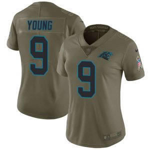 Dashing Sleek Classic Panthers #9 Bryce Young Olive Women's Stitched NFL Limited 2017 Salute To Service Jersey for True Fans