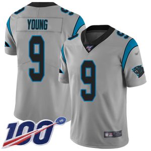 Cozy Eye   catching Superb Chic Panthers #9 Bryce Young Silver Youth Stitched NFL Limited Inverted Legend 100th Season Jersey for a Memorable Fan Moment