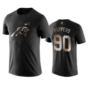 Smart Fabulous Panthers #90 Julius Peppers Black NFL Black Golden 100th Season T-Shirts to Boost Team Spirit