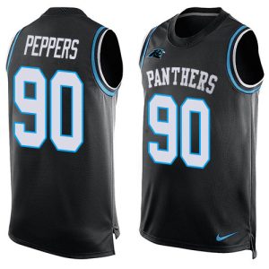 High Quality Eye   catching Sleek Exclusive Panthers #90 Julius Peppers Black Team Color Men's Stitched NFL Limited Tank Top Jersey for an Unforgettable Season
