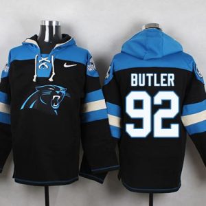 Chic Classic Authentic Panthers #92 Vernon Butler Black Player Pullover NFL Hoodie for a Stylish Sporting Appearance