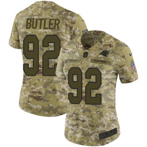 Luxurious Authentic Classic Panthers #92 Vernon Butler Camo Women's Stitched NFL Limited 2018 Salute to Service Jersey to Show Your Support
