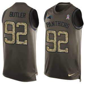 Fantastic Cool Panthers #92 Vernon Butler Green Men's Stitched NFL Limited Salute To Service Tank Top Jersey for Game Day