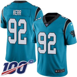 Superb Exclusive Marvelous Fantastic Panthers #92 Zach Kerr Blue Youth Stitched NFL Limited Rush 100th Season Jersey for True Fans