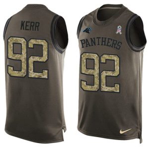 Stunning Cozy Cool Exclusive Panthers #92 Zach Kerr Green Men's Stitched NFL Limited Salute To Service Tank Top Jersey for True Fans