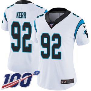 Cozy Modern Stylish Panthers #92 Zach Kerr White Women's Stitched NFL 100th Season Vapor Untouchable Limited Jersey to Elevate Your Game Day Look