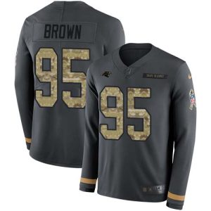 Luxurious Sleek Panthers #95 Derrick Brown Anthracite Salute to Service Youth Stitched NFL Limited Therma Long Sleeve Jersey for an Unforgettable Season