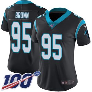Unique Fashionable Dashing Authentic Panthers #95 Derrick Brown Black Team Color Women's Stitched NFL 100th Season Vapor Untouchable Limited Jersey for a Memorable Fan Moment