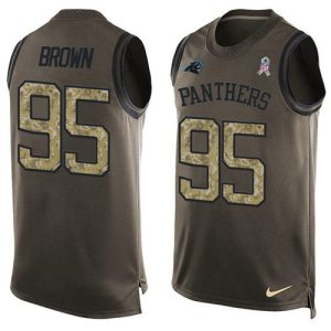 Sturdy Comfortable Panthers #95 Derrick Brown Green Men's Stitched NFL Limited Salute To Service Tank Top Jersey for True Fans