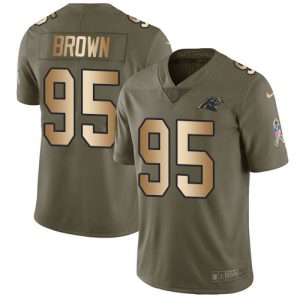 Handsome Impressive Sleek Panthers #95 Derrick Brown Olive/Gold Men's Stitched NFL Limited 2017 Salute To Service Jersey for a Stylish Sporting Appearance