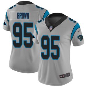 Fashionable Marvelous Panthers #95 Derrick Brown Silver Women's Stitched NFL Limited Inverted Legend Jersey to Show Your Support