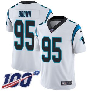Cozy Eye   catching Classic Graceful Panthers #95 Derrick Brown White Youth Stitched NFL 100th Season Vapor Untouchable Limited Jersey for True Fans