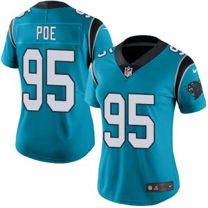 Modern Comfortable Exquisite Eye   catching Panthers #95 Dontari Poe Blue Women's Stitched NFL Limited Rush Jersey for an Unforgettable Season