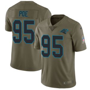 Fabulous Outstanding Panthers #95 Dontari Poe Olive Youth Stitched NFL Limited 2017 Salute to Service Jersey to Boost Team Spirit
