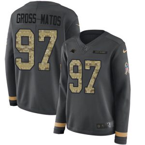 Sleek Trendy Classic Panthers #97 Yetur Gross-Matos Anthracite Salute to Service Women's Stitched NFL Limited Therma Long Sleeve Jersey for an Unforgettable Season