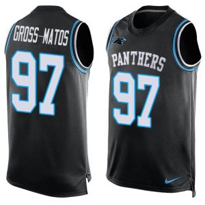 Unique Cool Panthers #97 Yetur Gross-Matos Black Team Color Men's Stitched NFL Limited Tank Top Jersey for True Fans