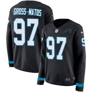 Chic Impressive Superb Eye   catching Panthers #97 Yetur Gross-Matos Black Team Color Women's Stitched NFL Limited Therma Long Sleeve Jersey for the Ultimate Fan Experience