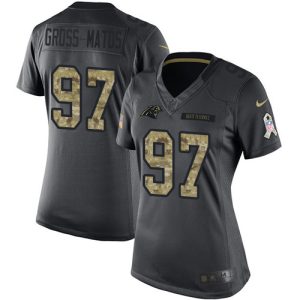Elegant Trendy Chic Panthers #97 Yetur Gross-Matos Black Women's Stitched NFL Limited 2016 Salute to Service Jersey for Game Day
