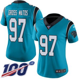 Gorgeous Authentic Unique Fashionable Panthers #97 Yetur Gross-Matos Blue Women's Stitched NFL Limited Rush 100th Season Jersey for an Unforgettable Season