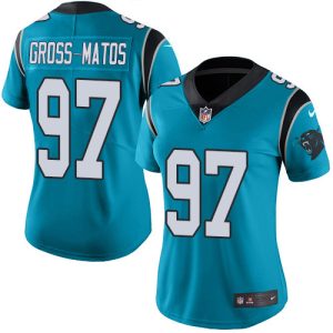 High Quality Handsome Modern Smart Panthers #97 Yetur Gross-Matos Blue Women's Stitched NFL Limited Rush Jersey for the Ultimate Fan Experience