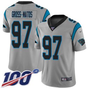 Marvelous Fabulous Exclusive Panthers #97 Yetur Gross-Matos Silver Men's Stitched NFL Limited Inverted Legend 100th Season Jersey for True Fans