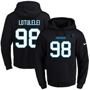 Chic Exquisite Trendy Graceful Panthers #98 Star Lotulelei Black Name & Number Pullover NFL Hoodie to Elevate Your Game Day Look