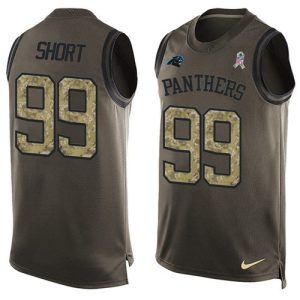 Vibrant Unique High Quality Smart Panthers #99 Kawann Short Green Men's Stitched NFL Limited Salute To Service Tank Top Jersey to Show Your Support