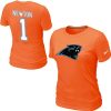 Alluring Dashing Handsome Women's Carolina Panthers #1 Cam Newton Name & Number T-Shirt Orange to Show Your Support