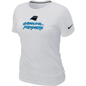 Sleek Alluring Fabulous Women's Carolina Panthers Authentic Logo T-Shirt White for the Ultimate Fan Experience