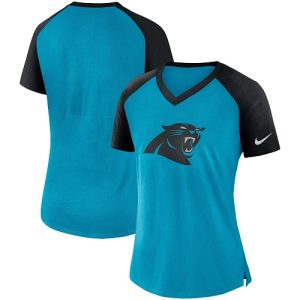 Smart Fantastic Exclusive Women's Carolina Panthers Blue-Black Top V-Neck T-Shirt to Stand Out in the Crowd