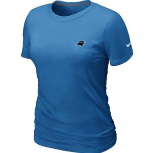 Exquisite Premium Women's Carolina Panthers Chest Embroidered Logo T-Shirt Blue for a Memorable Fan Moment