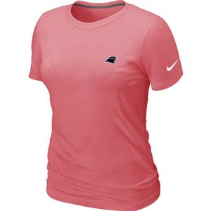 Gorgeous Trendy Stunning Women's Carolina Panthers Chest Embroidered Logo T-Shirt Pink to Stand Out in the Crowd