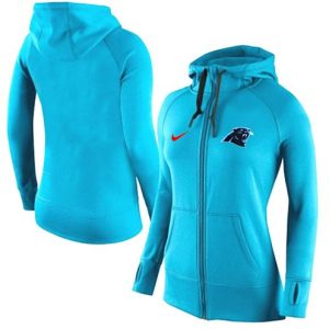 Trendy Exclusive Outstanding Dashing Women's Carolina Panthers Full-Zip Performance Hoodie Light Blue for True Fans