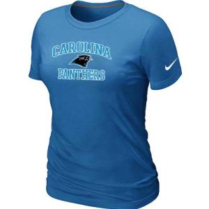 Fashionable Alluring Women's Carolina Panthers Heart & Soul NFL T-Shirt Light Blue to Boost Team Spirit