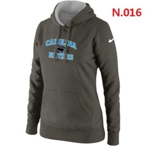 Comfortable Cool Distinctive Women's Carolina Panthers Heart & Soul Pullover Hoodie Grey for Game Day