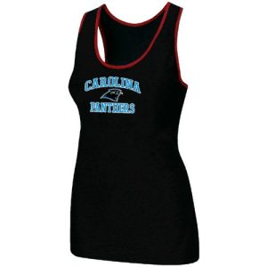 Sturdy Chic Sleek Women's Carolina Panthers Heart & Soul Tri-Blend Racerback Stretch Tank Top Black to Boost Team Spirit